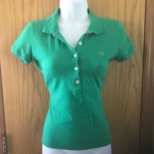 LACOSTE Signature Green Polo, Size 34 (Sm/md)